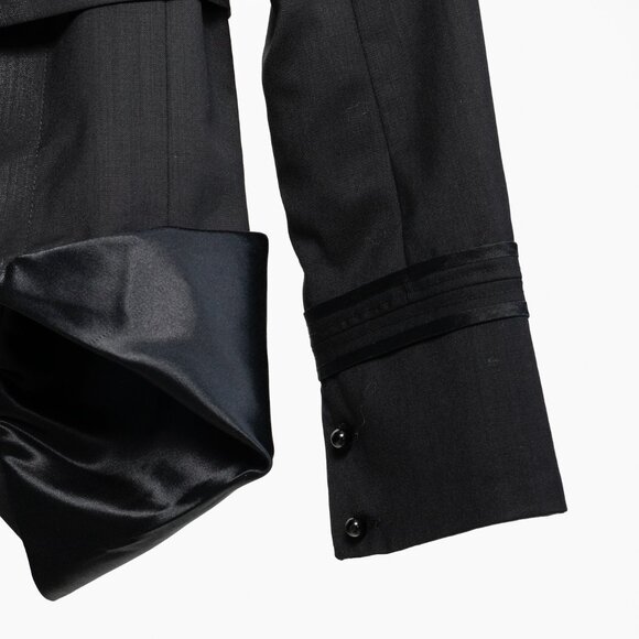 L.A.M.B. Vintage Black Wool and Satin Waistcoat Jacket - Picture 6 of 11